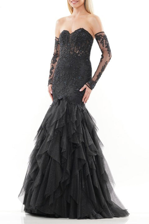Colors Dress Strapless Embroidered Mesh Gown-1