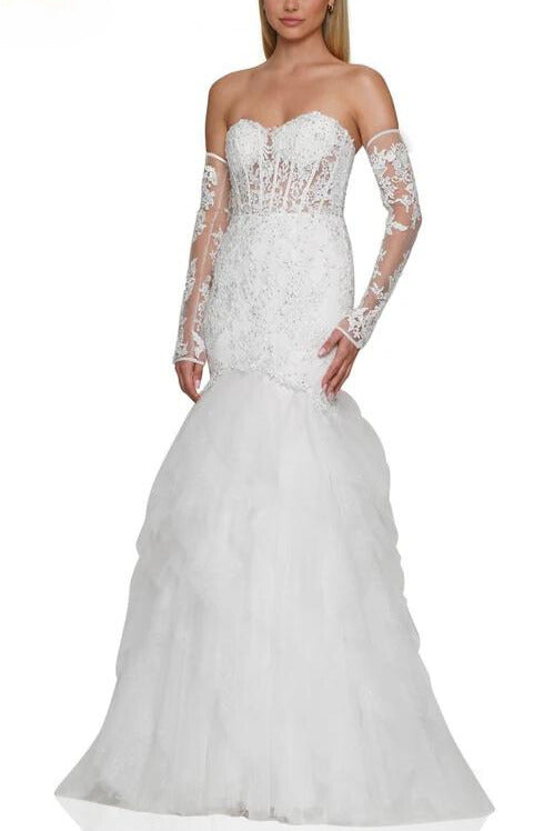 Colors Dress Strapless Embroidered Mesh Gown-0
