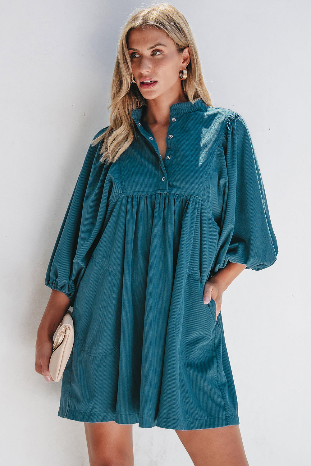 Charlie Corduroy Button Dress-4