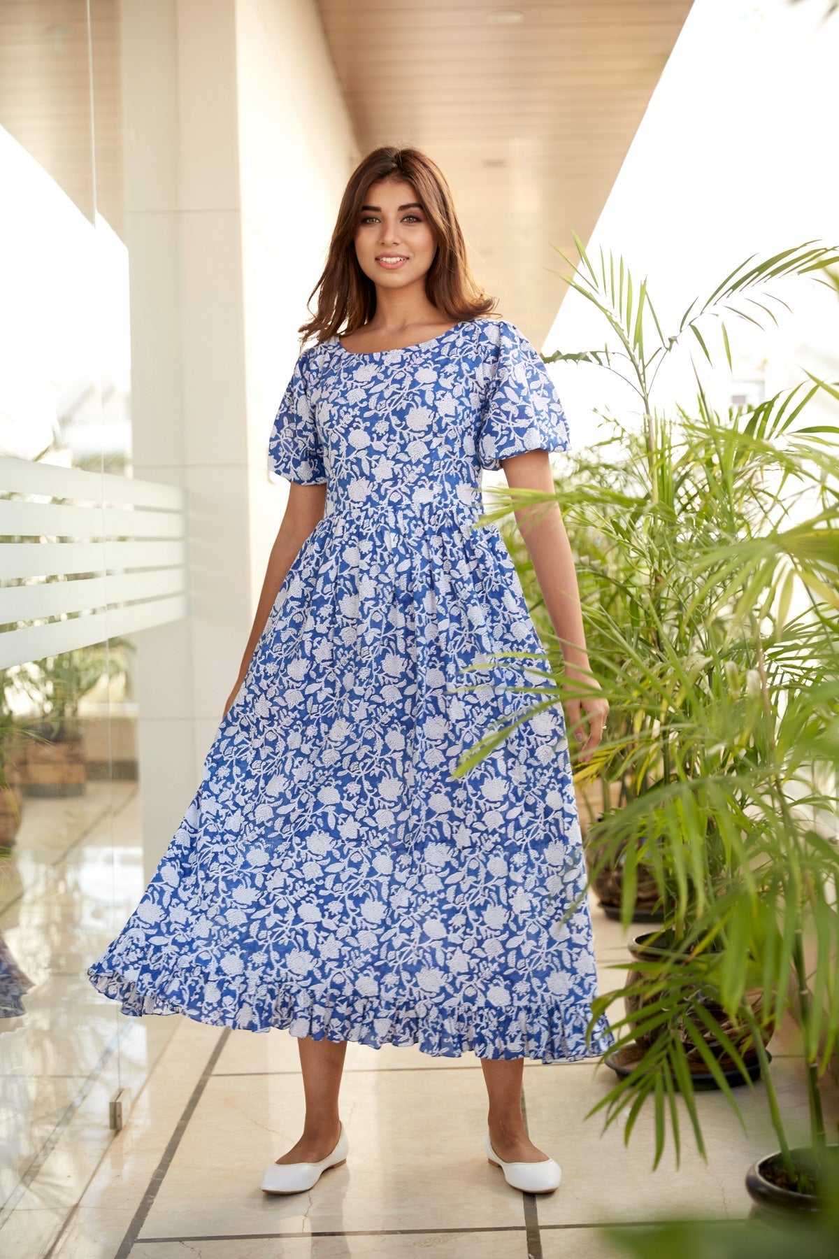 Indigo Floral Maxi Dress-2