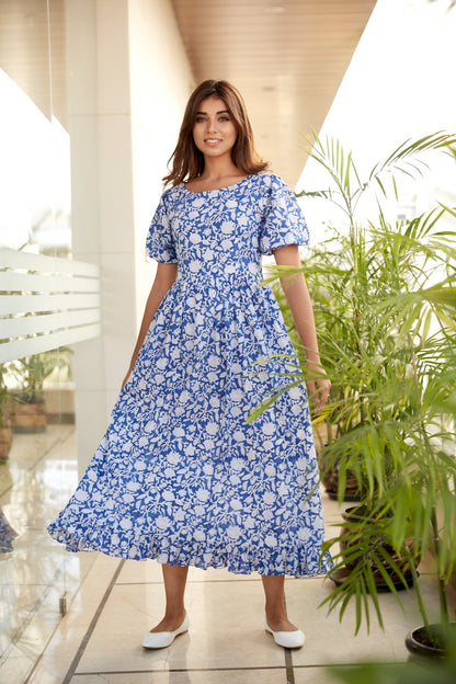 Indigo Floral Maxi Dress-2