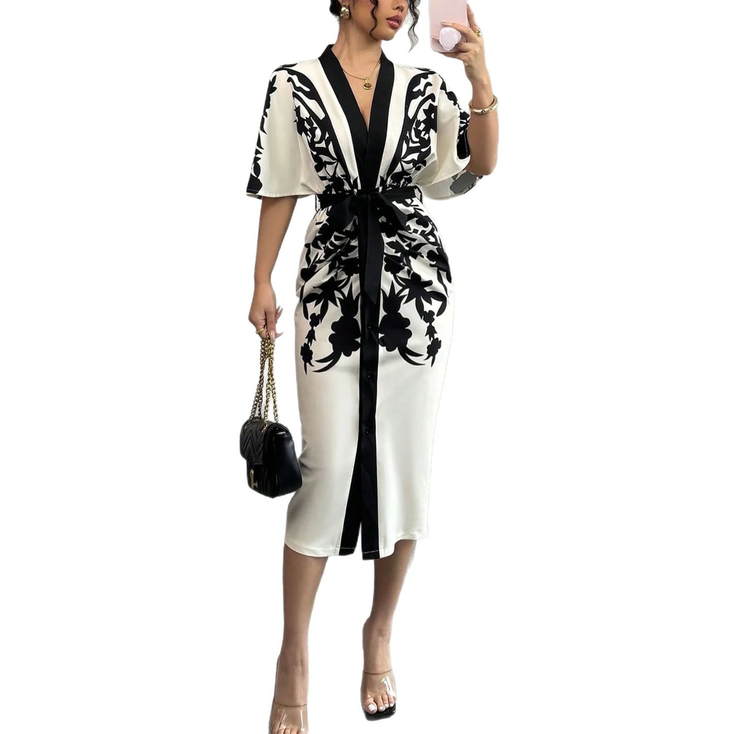Bohemian Ethnic Print Dress Retro Style