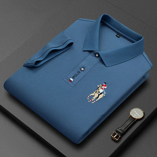 Men’s Cotton Embroidered Polo Shirt – Short Sleeve, Summer Casual, 4XL