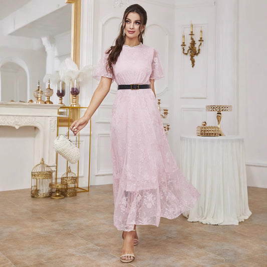 Lace Elegant Women's Dress Including Belt