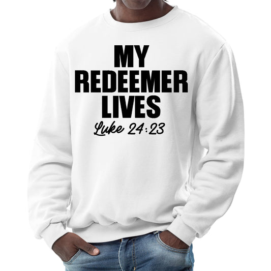 Mens Graphic Sweatshirt - my Redeemer Lives Print-0