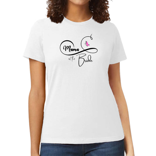 Womens Graphic T-shirt Mama of the Bride - Wedding Bridal Pink-0