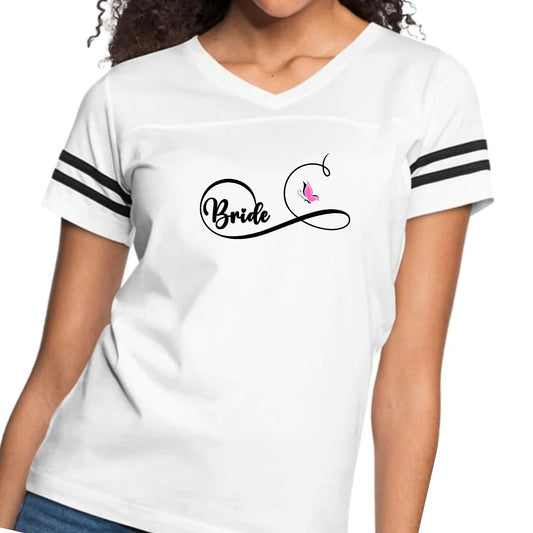 Womens Vintage Sport Graphic T-shirt - Bride - Wedding Bridal-0